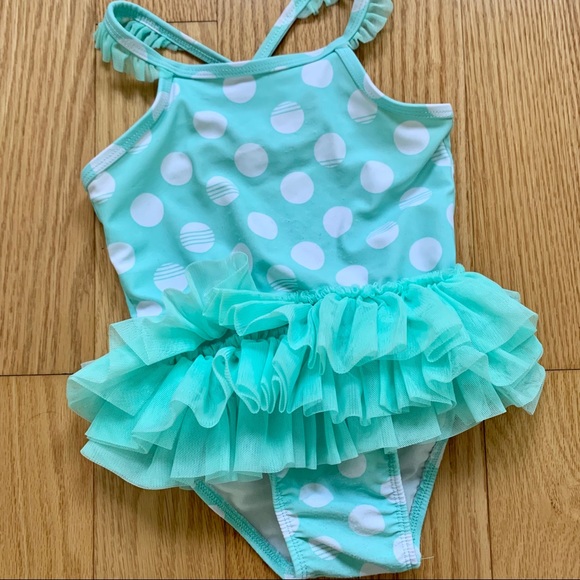 Circo Toddler Girls One Piece Floral Swimsuit w// Ruffle Front Sz 12M 18M NWT
